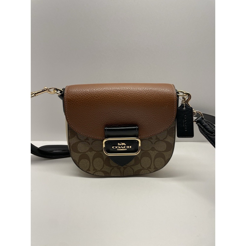Coach M2211 Kleo Shoulder Bag 8 Inches Signature Canvas In Khaki Multi
